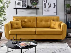 Sofa blink miodowy welur, podstawa czarny