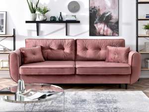 Sofa blink pudrowy welur, podstawa czarny