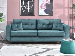 Sofa blink turkus welur, podstawa czarny