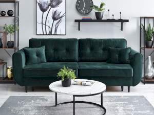 Sofa blink zielony ciemny welur, podstawa czarny