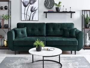 Sofa blink zielony ciemny welur, podstawa czarny
