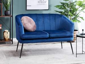 Sofa estel granatowy welur, podstawa czarny