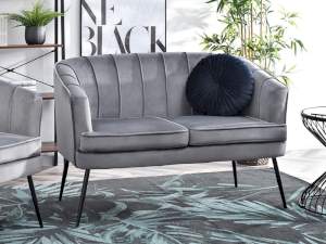 Sofa estel szary welur, podstawa czarny