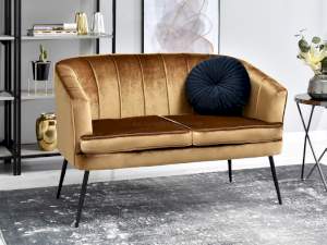 Sofa estel złoty welur, podstawa czarny