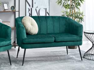 Sofa estel zielony welur, podstawa czarny