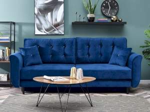 Sofa lanti granatowy welur, podstawa czarny