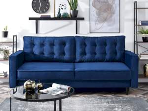 Sofa lavia granatowy welur, podstawa czarny
