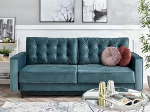 Sofa lavia turkusowy welur, podstawa czarny