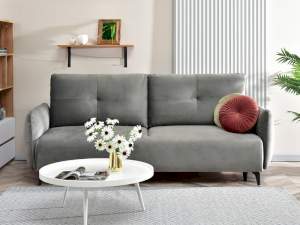 Sofa lulu szary welur, podstawa czarny