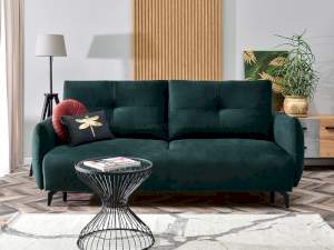 Sofa lulu zielony welur, podstawa czarny