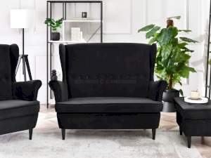 Sofa malmo czarny welur, podstawa czarny