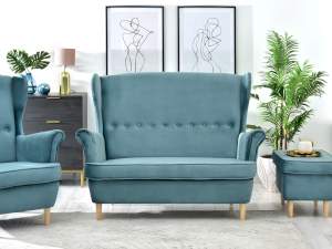 Sofa malmo morski welur, podstawa buk