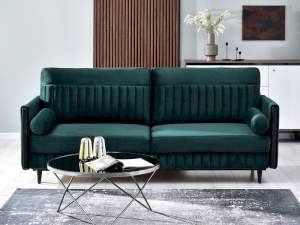 Sofa malone zielony welur, podstawa czarny