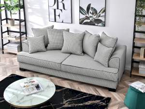 Sofa miss bibi pepitka tkanina, podstawa czarny