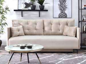 Sofa molly beżowy welur, podstawa czarny
