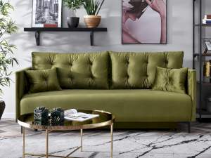 Sofa molly zielony welur, podstawa czarny