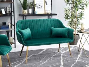 Sofa osma zielony tkanina, podstawa złoty