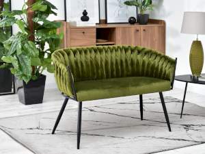 Sofa rosa jasnozielony welur, podstawa czarny