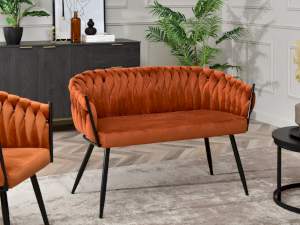 Sofa rosa miedziany welur, podstawa czarny