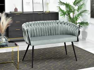  sofa rosa miętowy welur, podstawa czarny