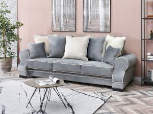 Sofa tosca szary welur, podstawa czarna