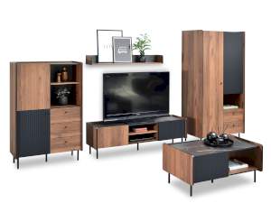 System-zestaw puerto-3 orzech-czarny, podstawa czarny