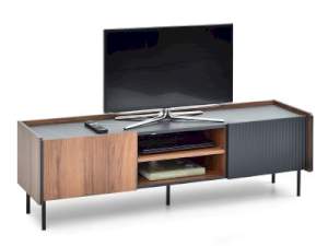 System puerto p07 komoda rtv orzech czarny marmur, podstawa czarny