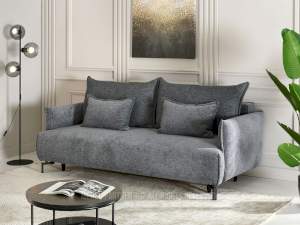 Sofa monza szary tkanina, podstawa czarny