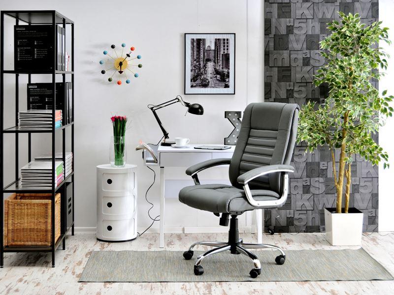Nowoczesny i stylowy fotel biurowy DRAG szary - wygląd boku.