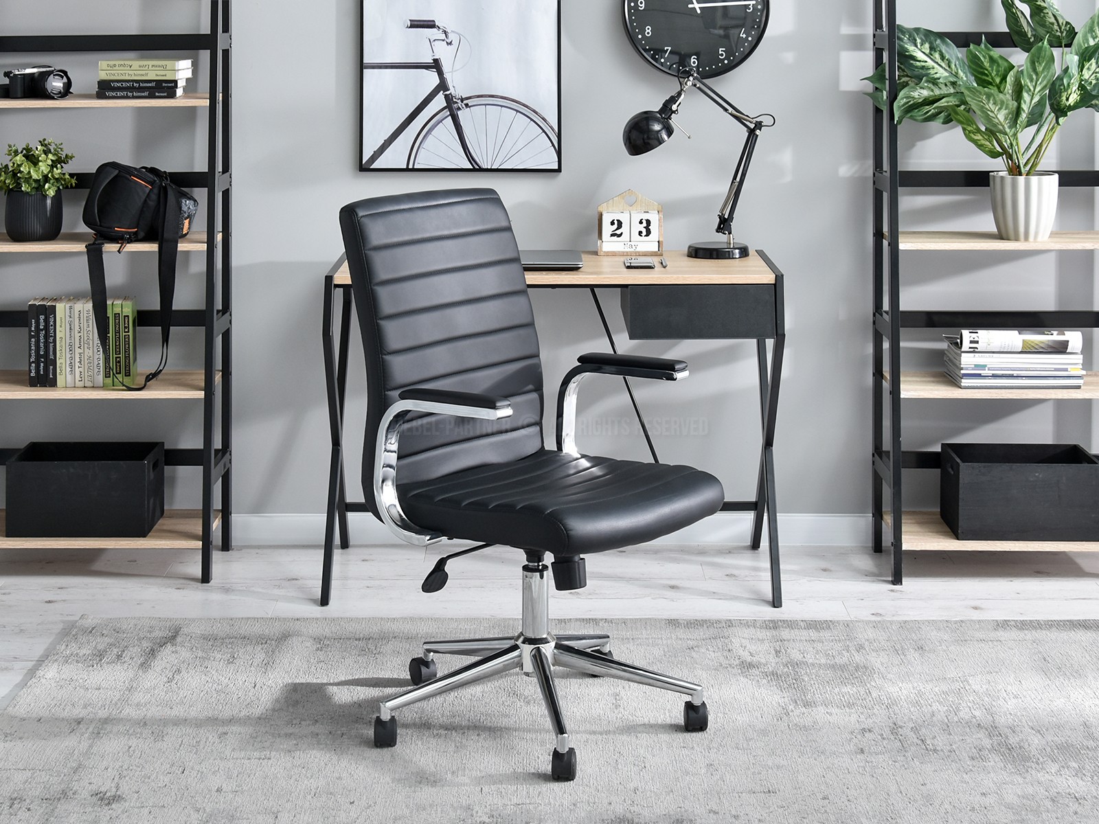 Fotel biurowy skórzany CRUZ czarn - charakterystyczne detale