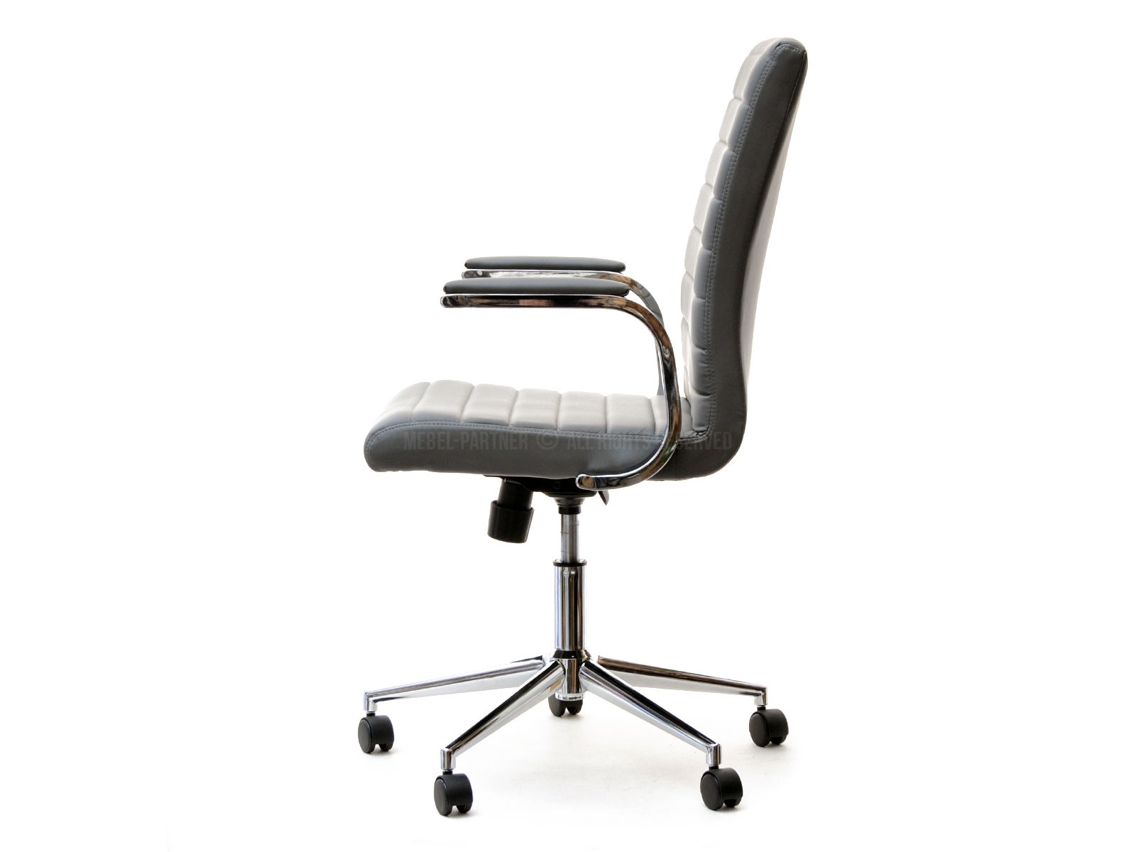Fotel biurowy ze skóry ekologicznej CRUZ szary - mobilna podstawa