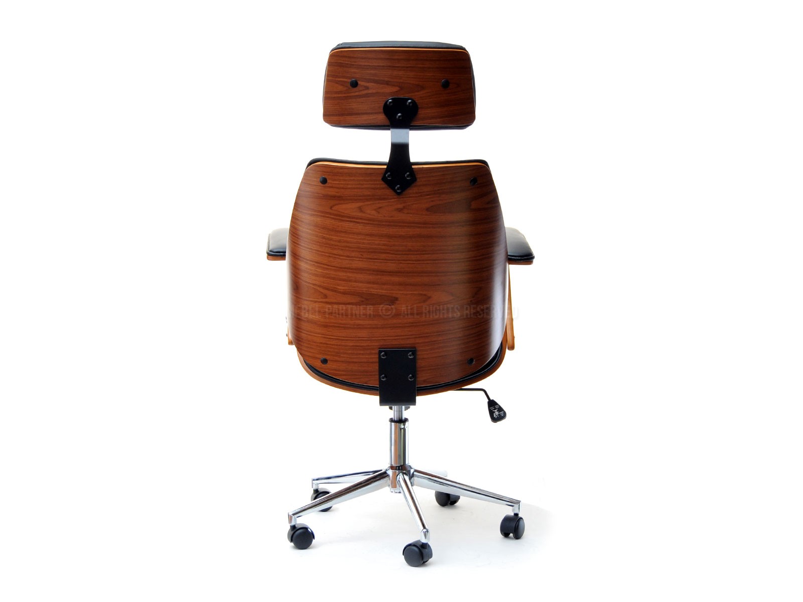 Ekskluzywny fotel biurowy drewniany FRANK orzechowo czarny