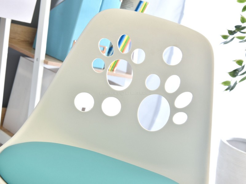 Designerskie krzesło obrotowe dla dzieci FOOT biało - niebieskie - detale.