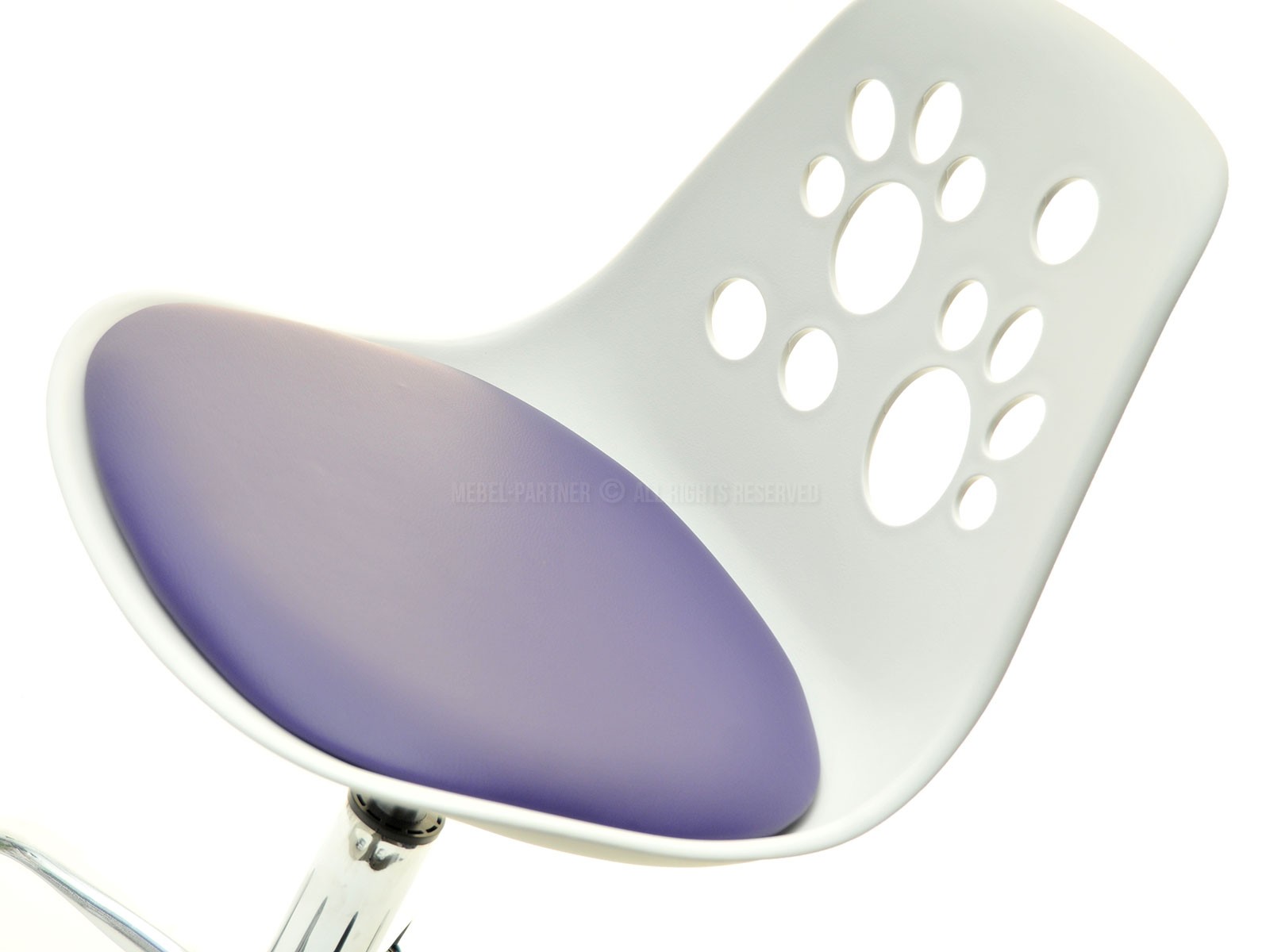 Fotel dziecięcy do biurka FOOT biało - fioletowy - w aranżacji z zestawem DALEN