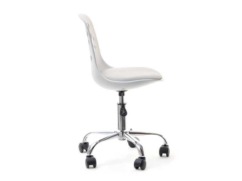 Nowoczesne krzesło do biurka dla dzieci FOOT biało szare stylowe oparcie