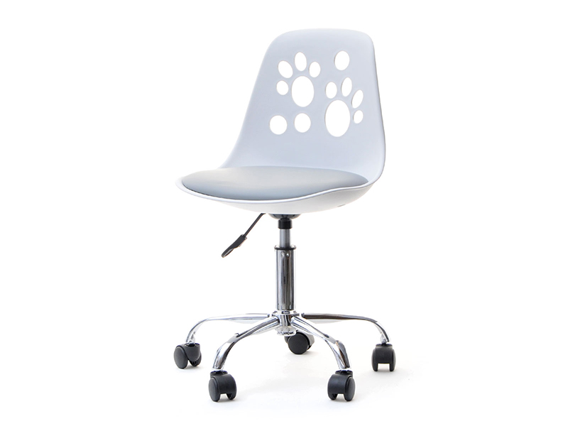 Nowoczesne krzesło do biurka dla dzieci FOOT biało szare mobilna podstawa