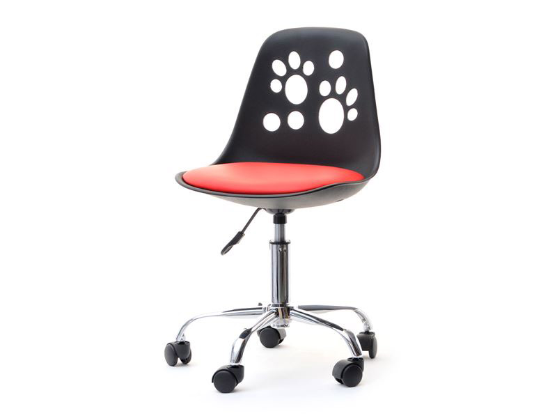 Designerskie krzesło obrotowe dziecięce FOOT czarno - czerwone - w aranżacji z zestawem DALEN