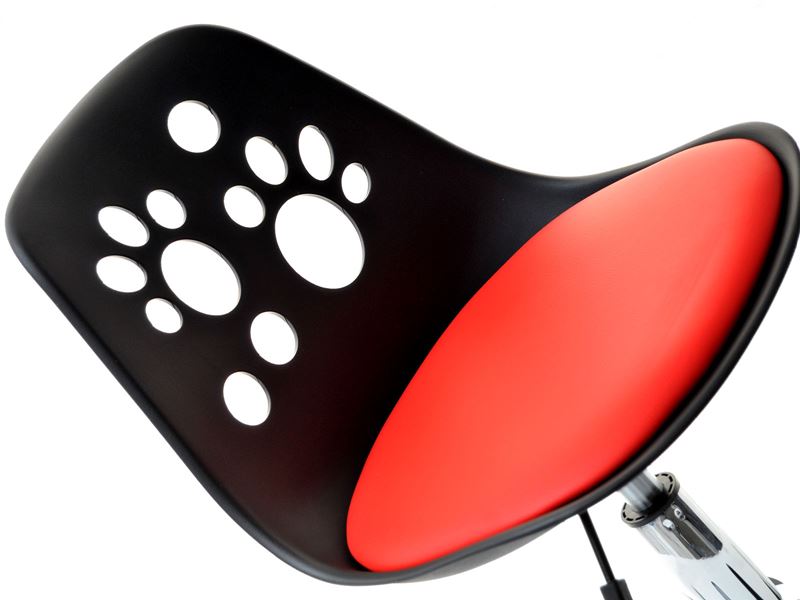 Designerskie krzesło obrotowe dziecięce FOOT czarno - czerwone - w aranżacji z zestawem DALEN