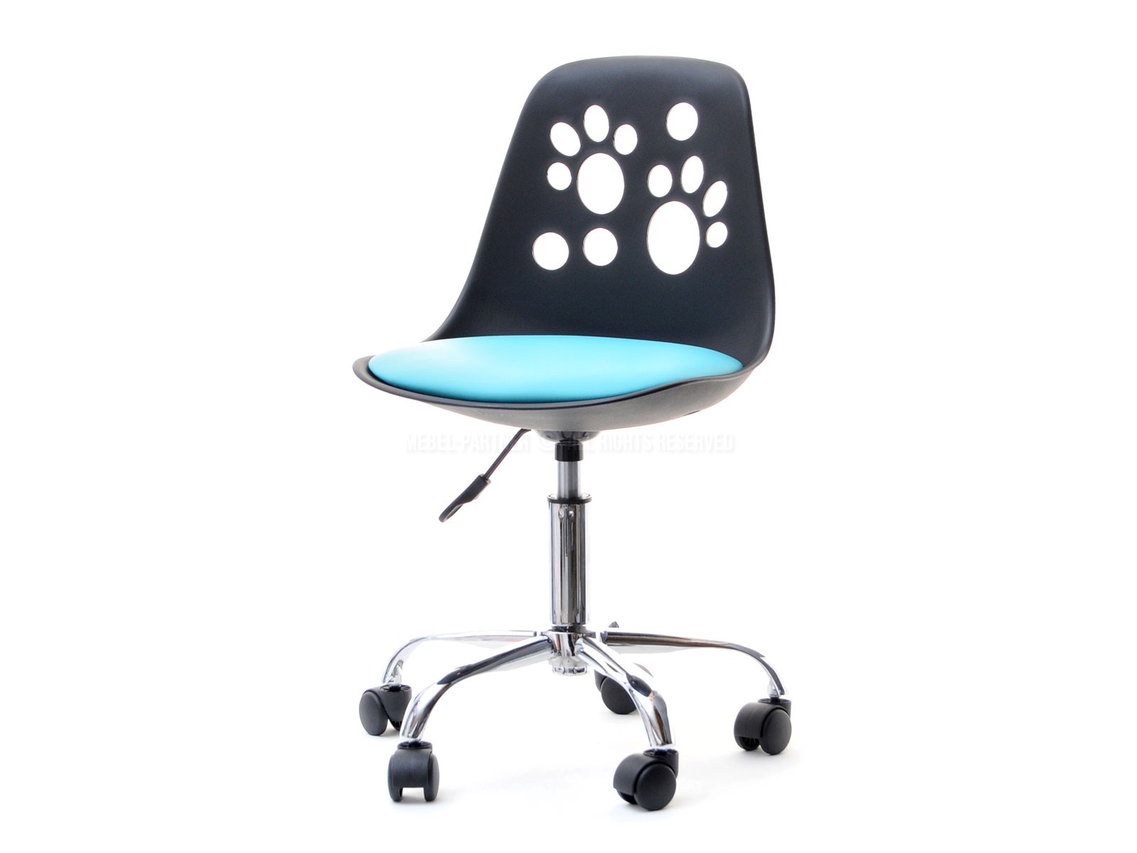 Designerskie krzesło obrotowe dziecięce FOOT czarno - niebieskie - w aranżacji z zestawem DALEN