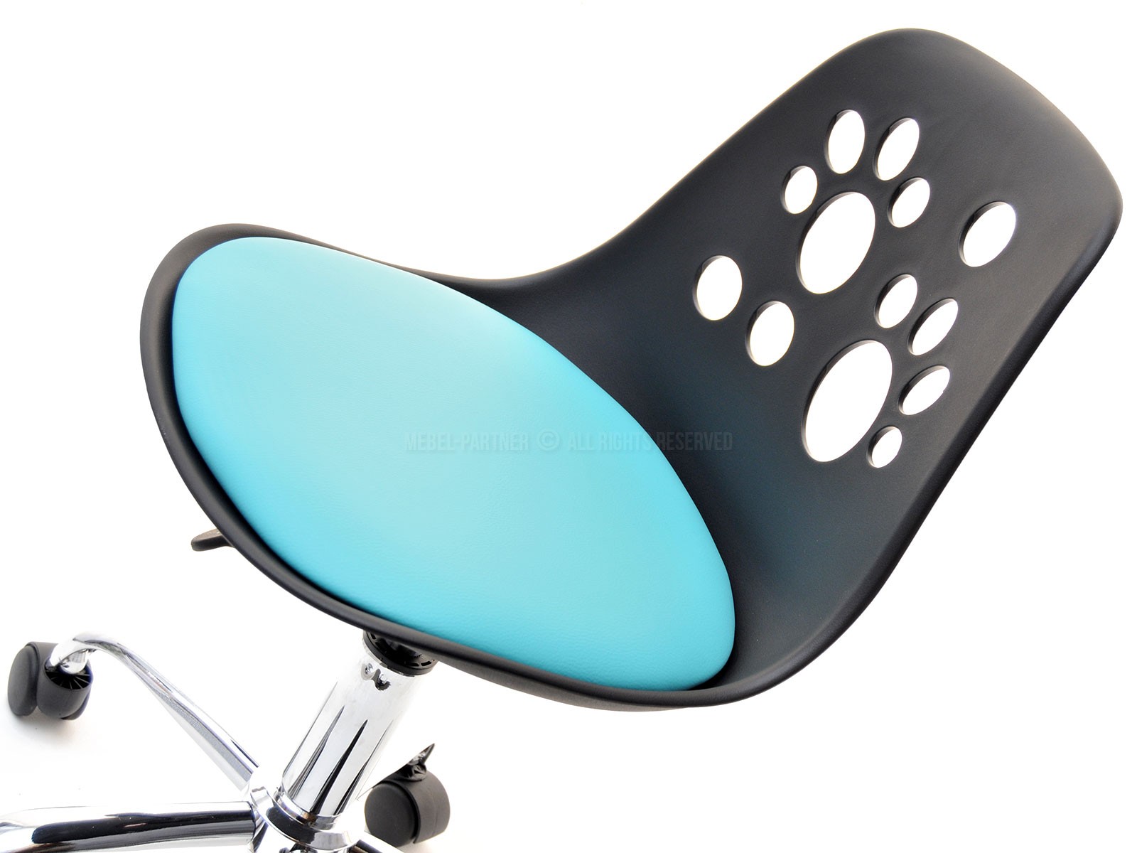 Designerskie krzesło obrotowe dziecięce FOOT czarno - niebieskie - oparcie