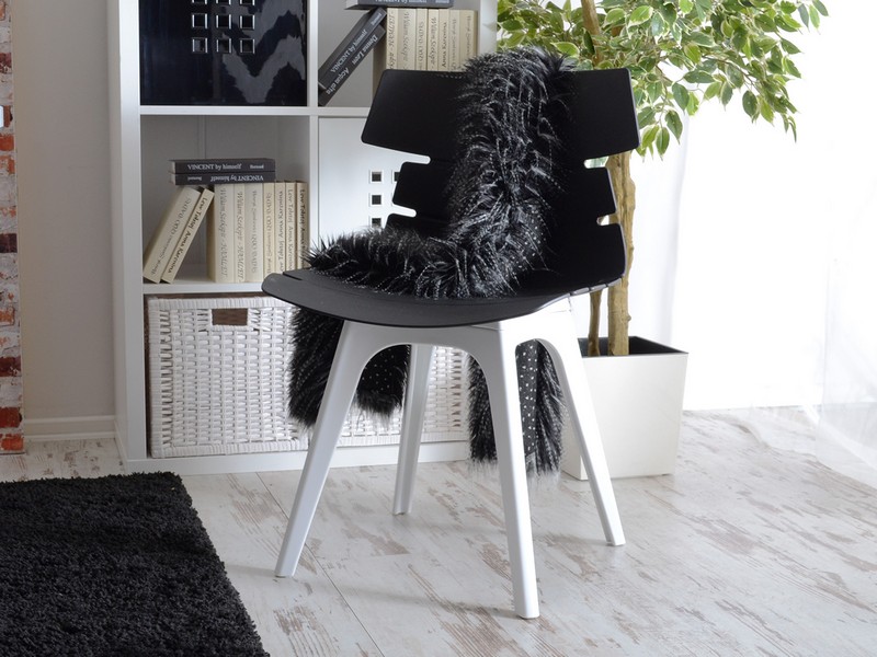 Nowoczesne krzesło z tworzywa ZAC DSX czarno-białe - oparcie z tyłu
