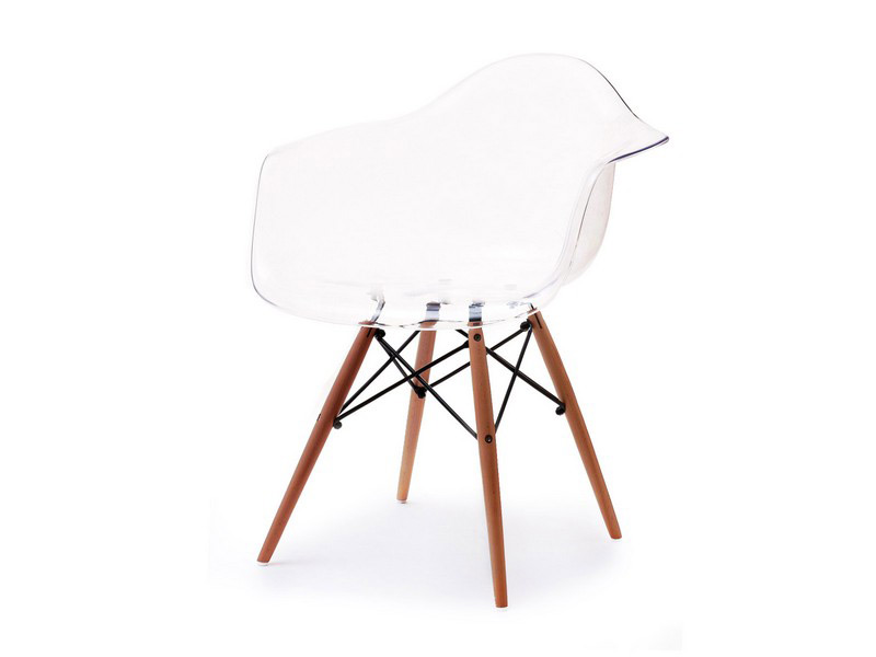 Krzesło z tworzywa MPA WOOD transparentne - w aranżacji ze stołem FUSION