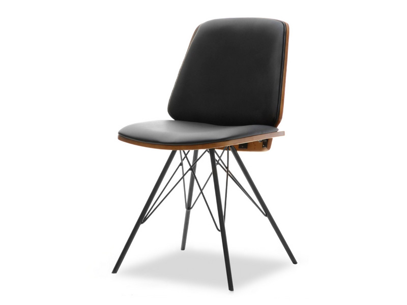 Krzesło na stalowych czarnych nogach MANTIS czarny-orzech