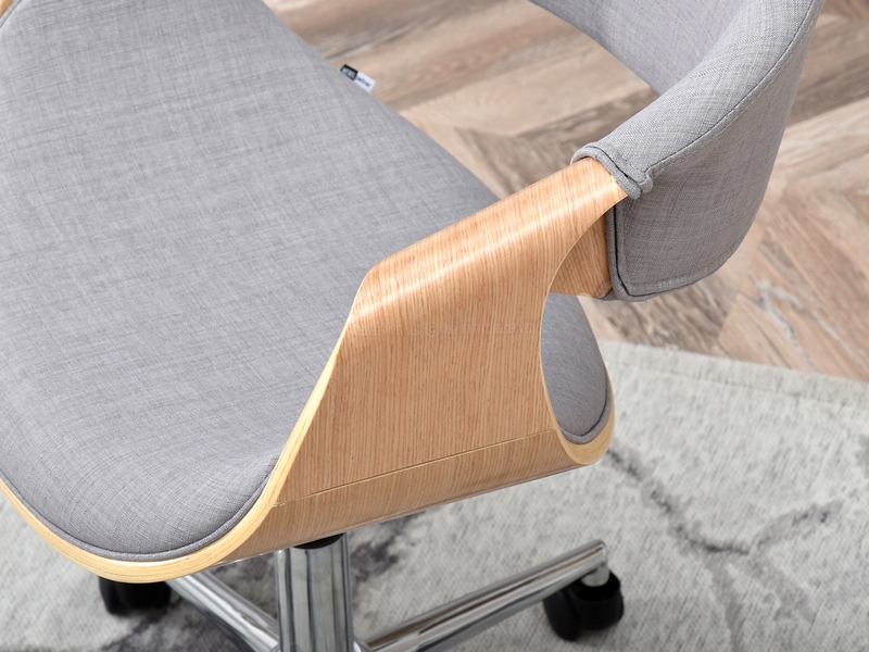 Designerski fotel do biura z drewna RAPID dąb-szary - gięte drewno