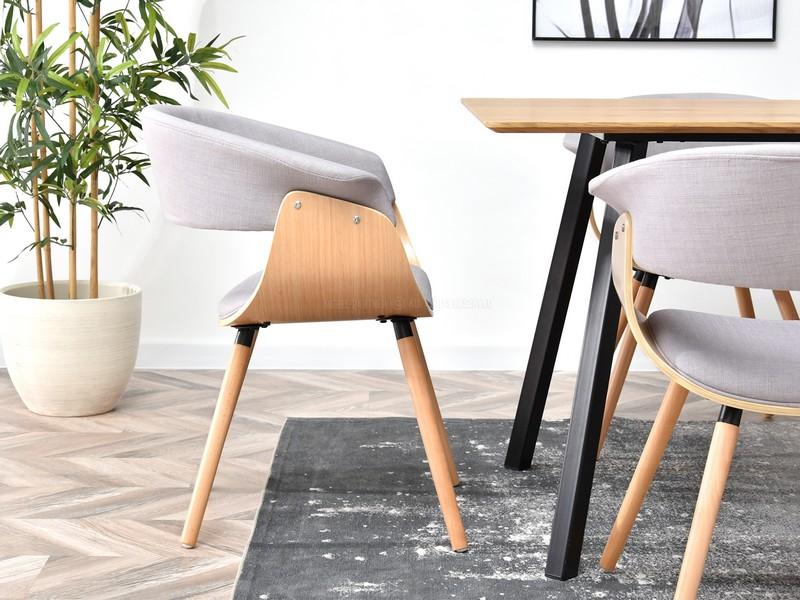 Stabilne krzesło na drewnianych nogach ELINA dąb-szary - profil