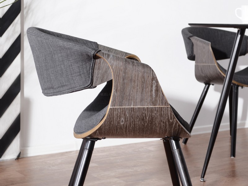 Krzesło z drewna w stylu vintage BENTdąb palony-grafit - oparcie
