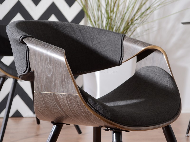 Krzesło z drewna w stylu vintage BENTdąb palony-grafit - design krzesła BENT