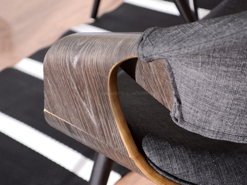 Krzesło z drewna w stylu vintage BENTdąb palony-grafit - tapicerowane siedzisko