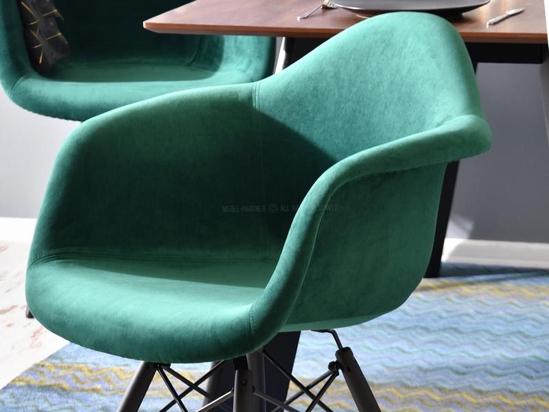 Nowoczesne krzesło jadalniane MPA WOOD TAP zielono-czarny - czarne nogi z drewna