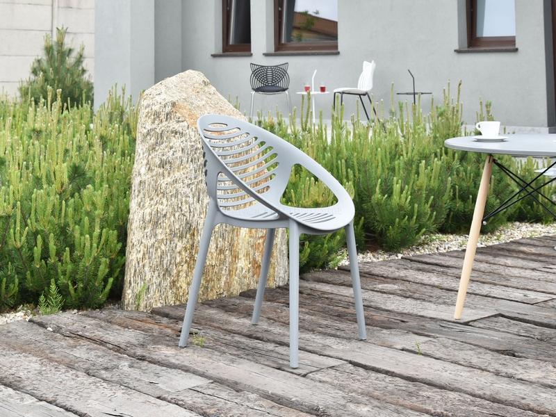 Krzesło ażurowe z tworzywa BORIA szare - profil